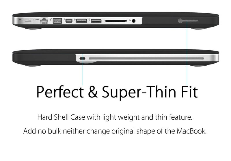 UESWILL 3in1 Smooth Matte Hard Shell Case Cover Compatible with MacBook Pro 15 inch with CD-ROM (Non-Retina) (Model A1286) + Keyboard Cover and Screen Protector + Microfibre Cleaning Cloth, Black - Image 5